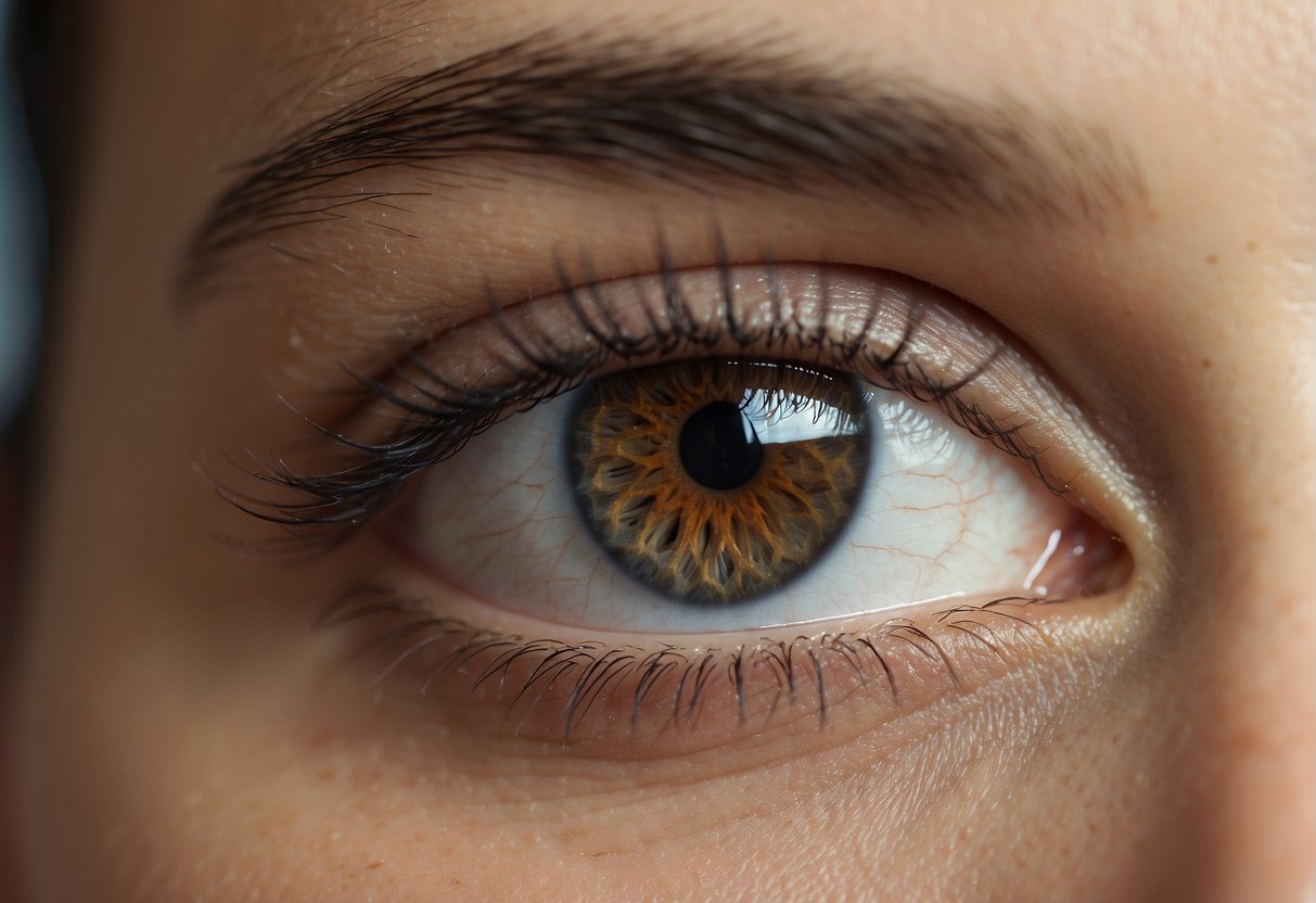 A ruler measuring the distance from the corner of the nose to the inner corner of the eye, and the outer corner of the eye to determine the ideal eyebrow shape