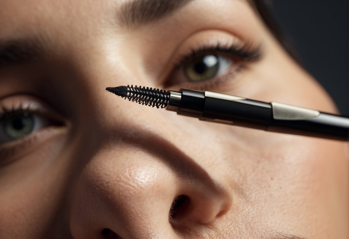 An eyebrow pencil poised above a perfectly arched brow, ready to make a precise stroke