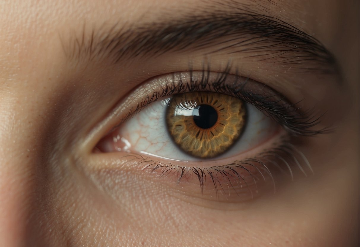 A sharp object grazes the eyebrow, leaving a thin scar