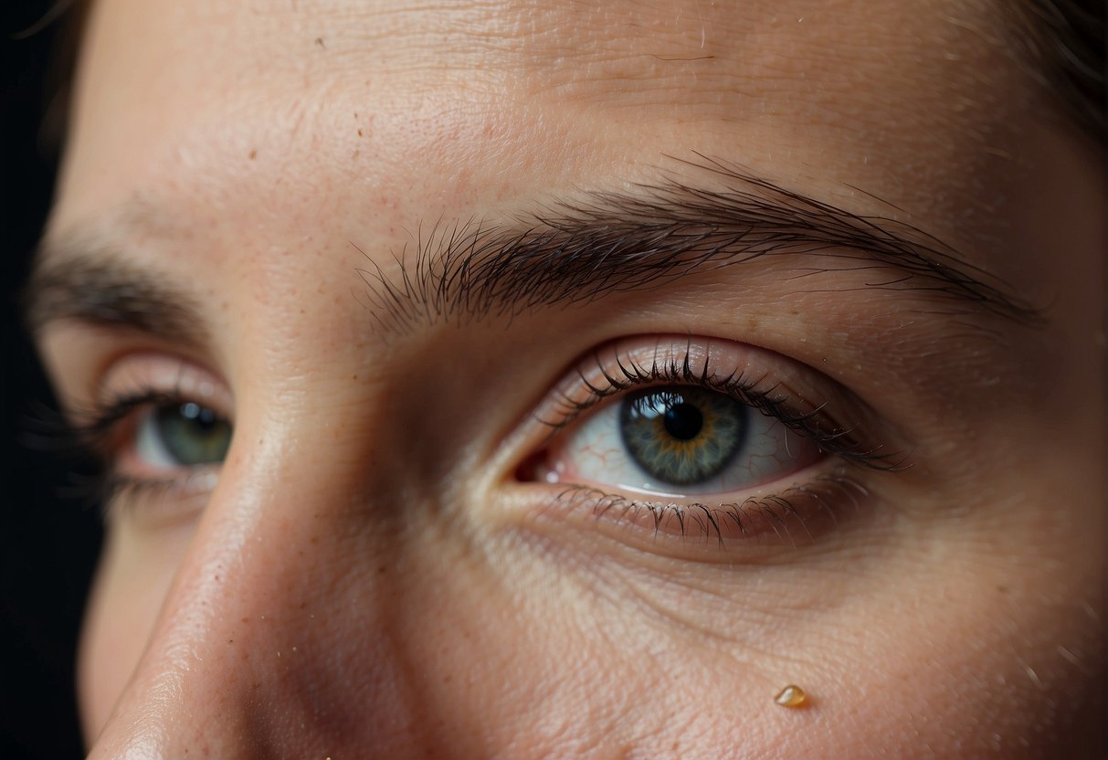 A raised eyebrow with a scar running through it, showing the process of creating a scar on the eyebrow