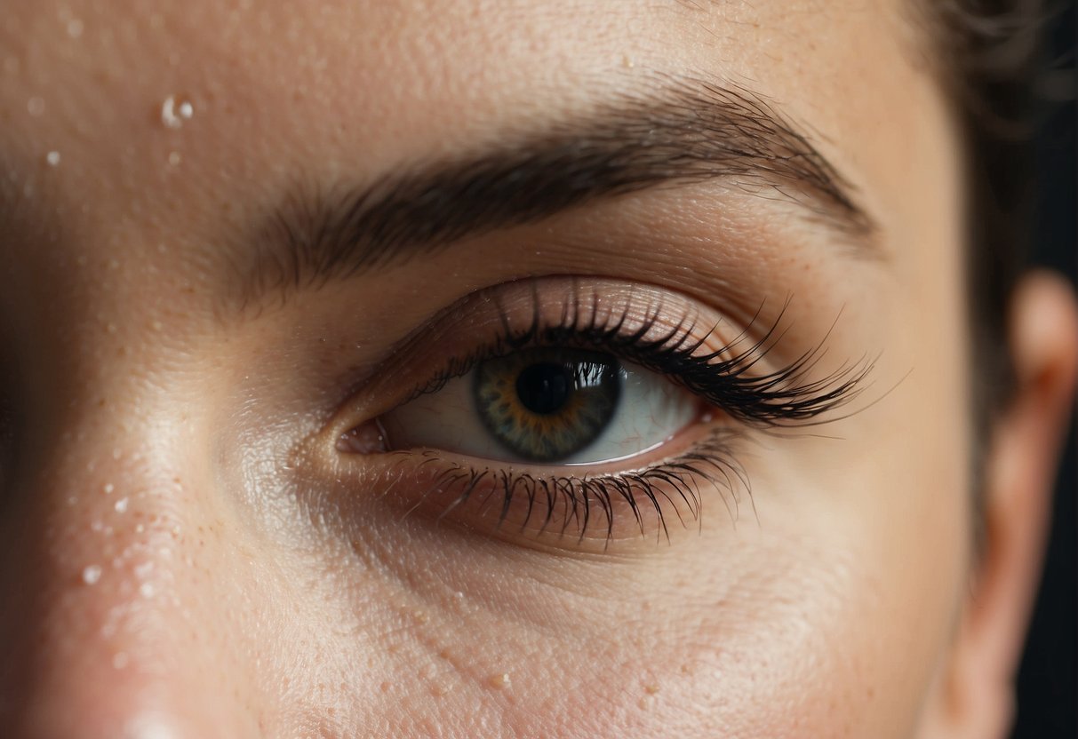 A person applying makeup to create a scar on their eyebrow