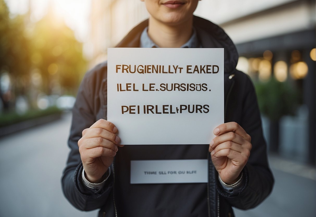 A person holding a sign with the words "Frequently Asked Questions: faut il epiler le dessus du sourcil" written in bold letters
