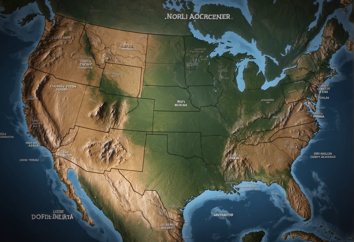 A map of North America with a highlighted route from the lower 48 states to Alaska, avoiding any paths through Canada