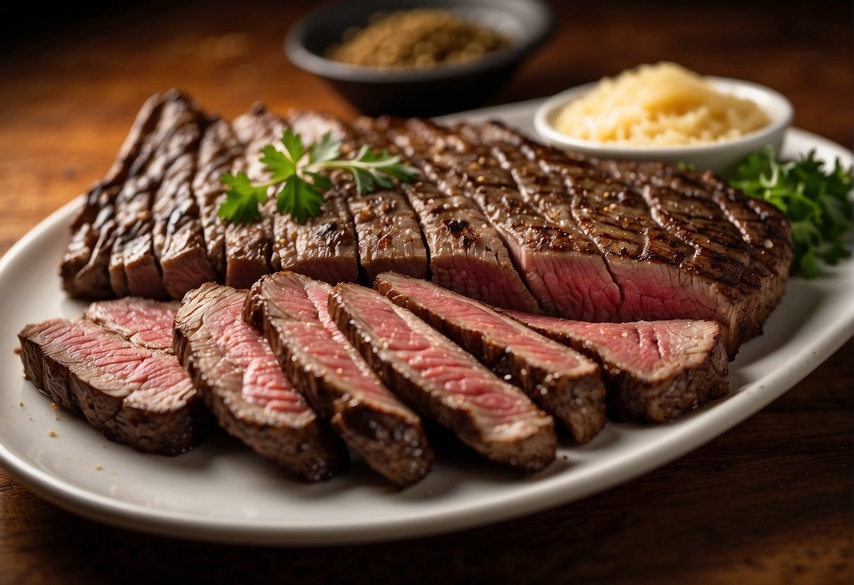 Skirt steak flap meat is thinner and more tender than skirt steak, with long, loose fibers and a rich marbling of fat