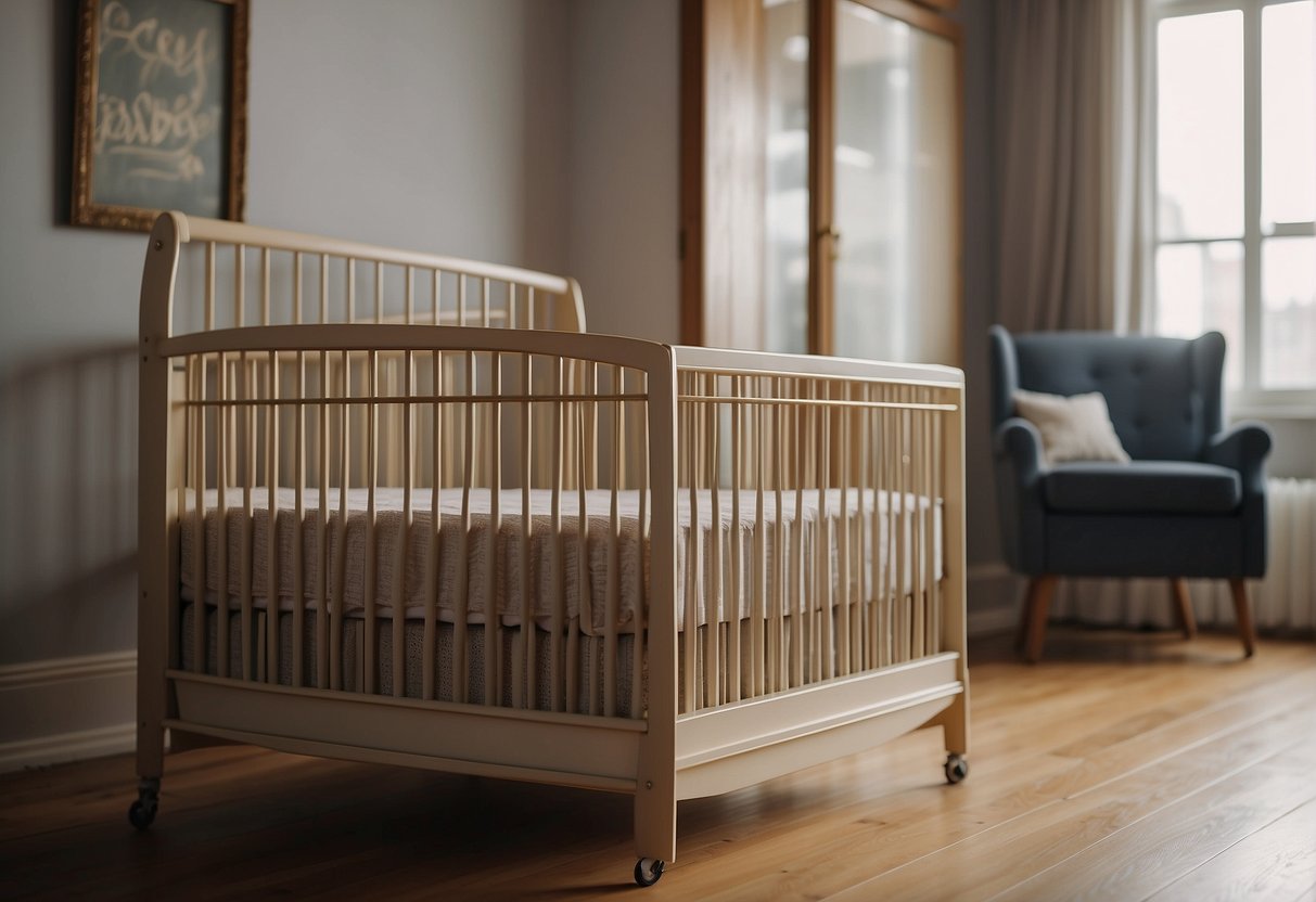 A modern crib stands next to a vintage crib, showcasing the technological advancements in baby cribs throughout history