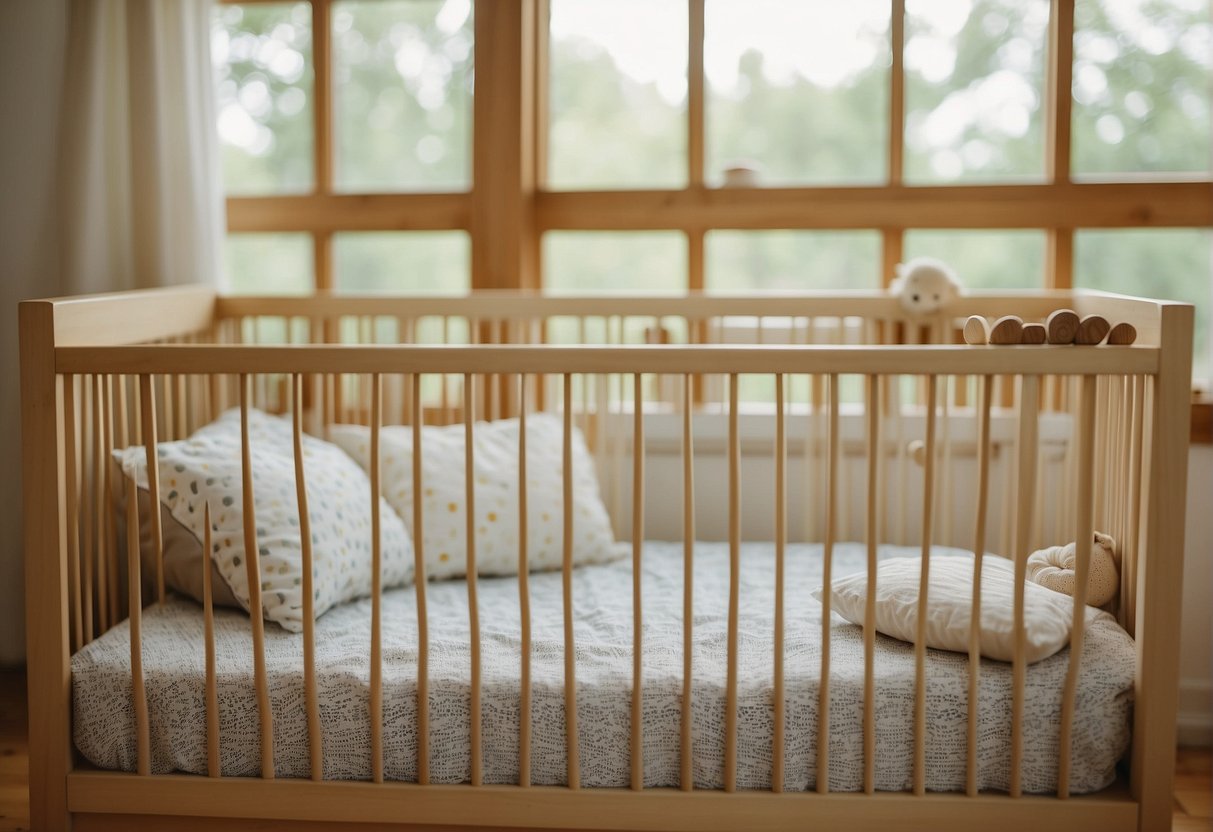 A cozy Montessori floor bed sits next to a traditional crib in a sunlit nursery, surrounded by natural materials and soft, neutral colors