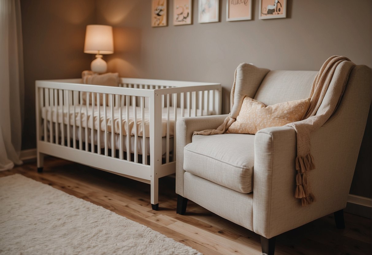 Different types of alternatives to cribs, such as bassinets, co-sleepers, and play yards, arranged in a nursery setting with neutral colors and soft lighting