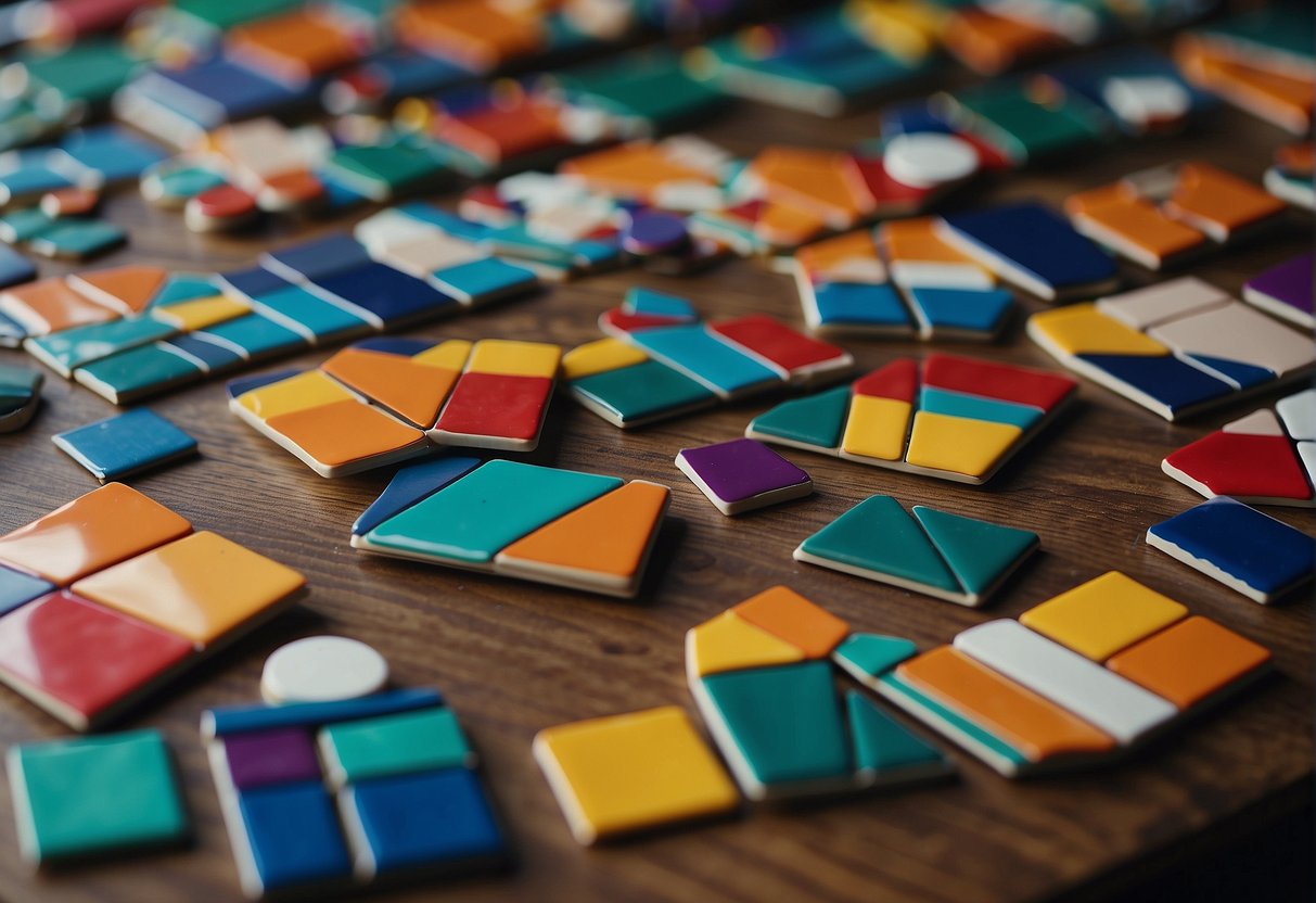 A colorful array of Picasso Tiles and Playmags spread out on a table, showcasing their vibrant shapes and magnetic connections