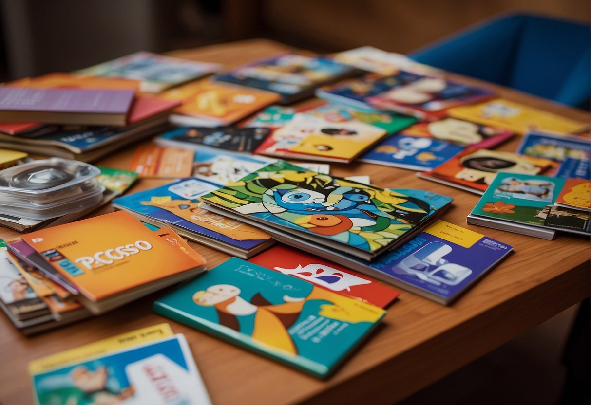 Brightly colored Picasso Tiles and Playmags lay scattered on a table, surrounded by children's books and educational materials