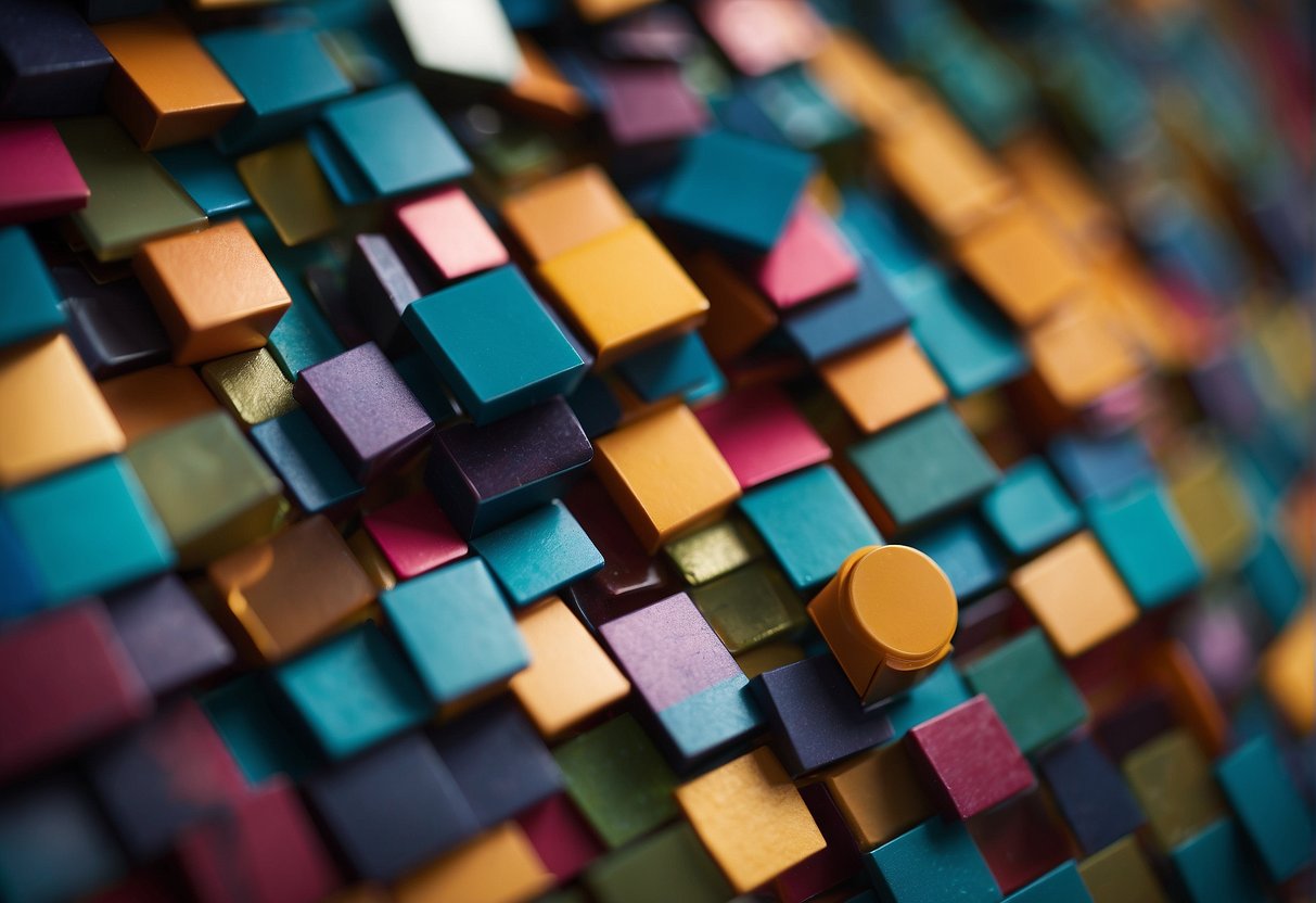 Colorful magnetic tiles connect to form intricate structures and patterns, showcasing creativity and innovation in design