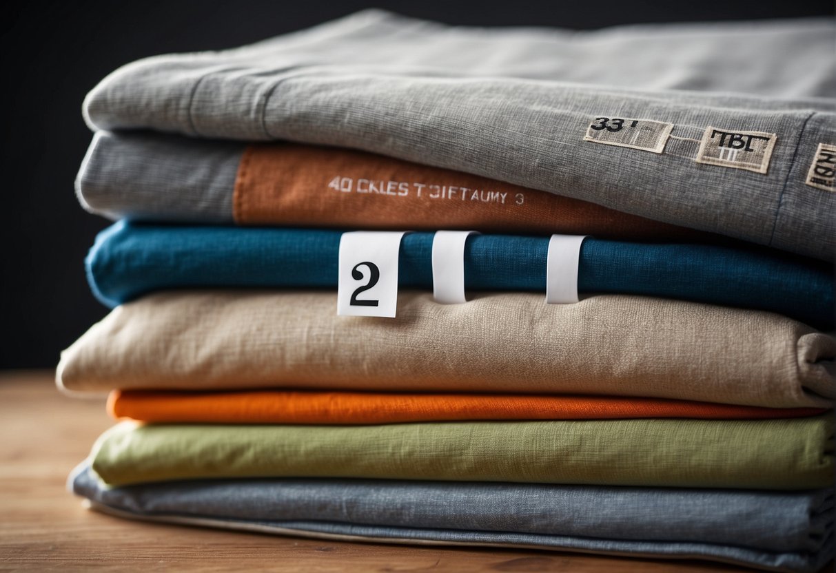 A stack of folded clothing with labels "2T" and "3T" displayed clearly