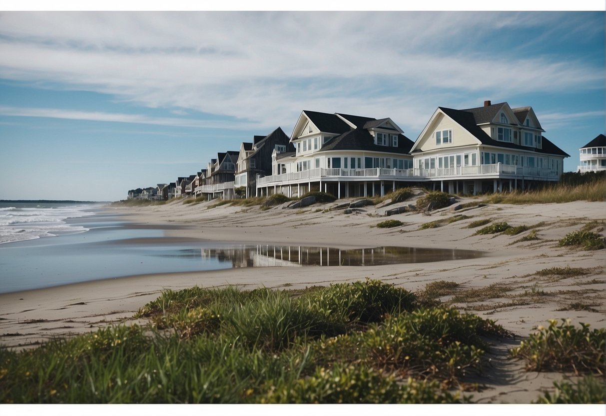 The desolate beach, empty hotels, and closed shops reflect the off-peak season limitations in Maine
