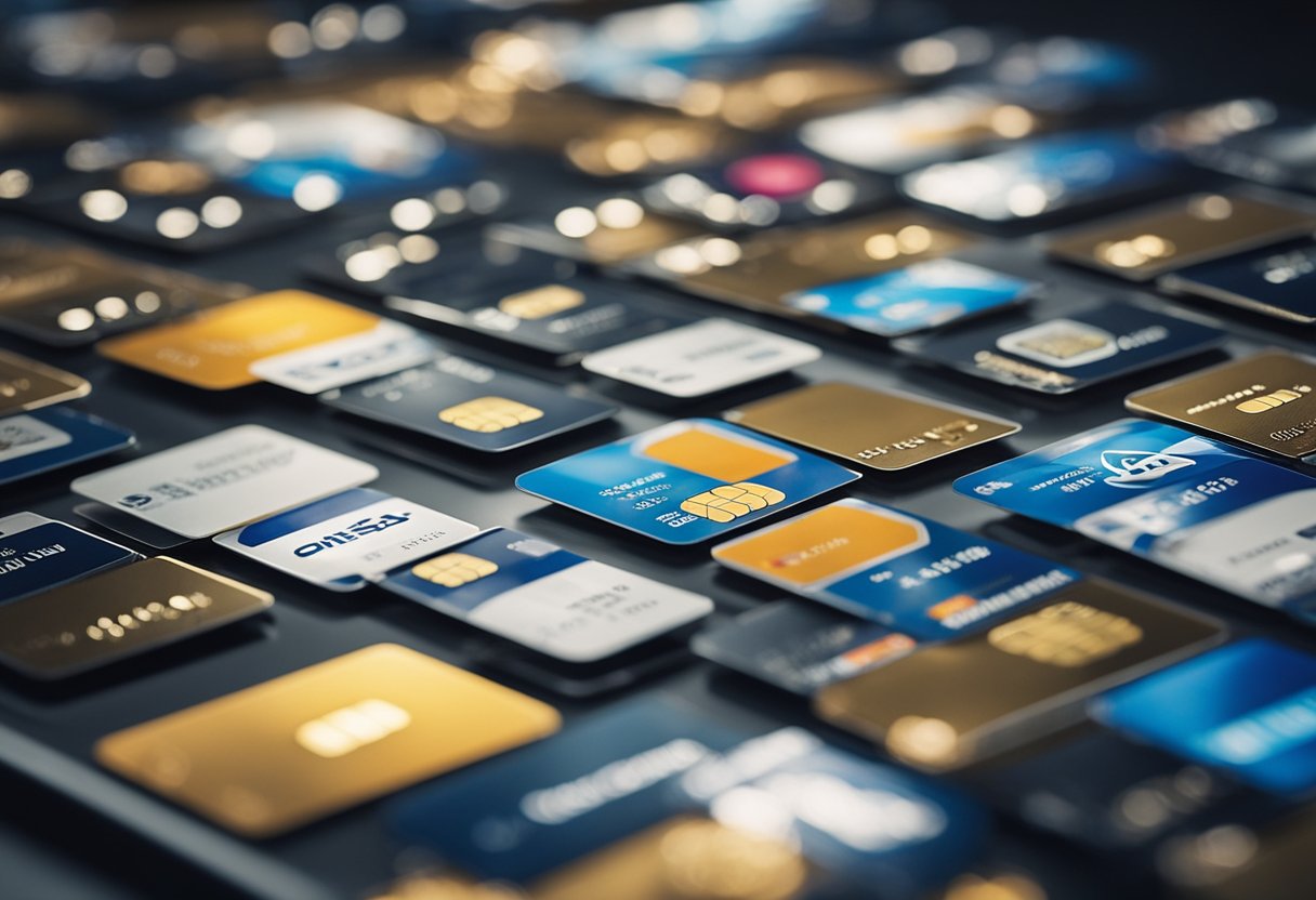 A collection of credit cards arranged neatly on a display stand, with a sense of pride and satisfaction evident in the presentation