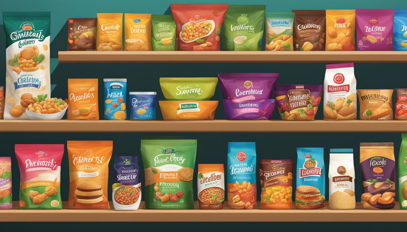Various regional food brands compete on shelves, each with vibrant packaging and unique product offerings