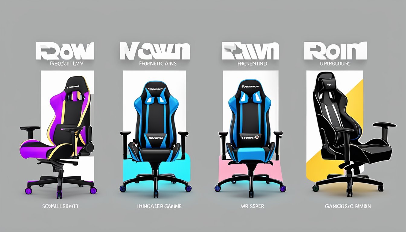A row of popular gaming chair logos displayed with a "Frequently Asked Questions" banner above