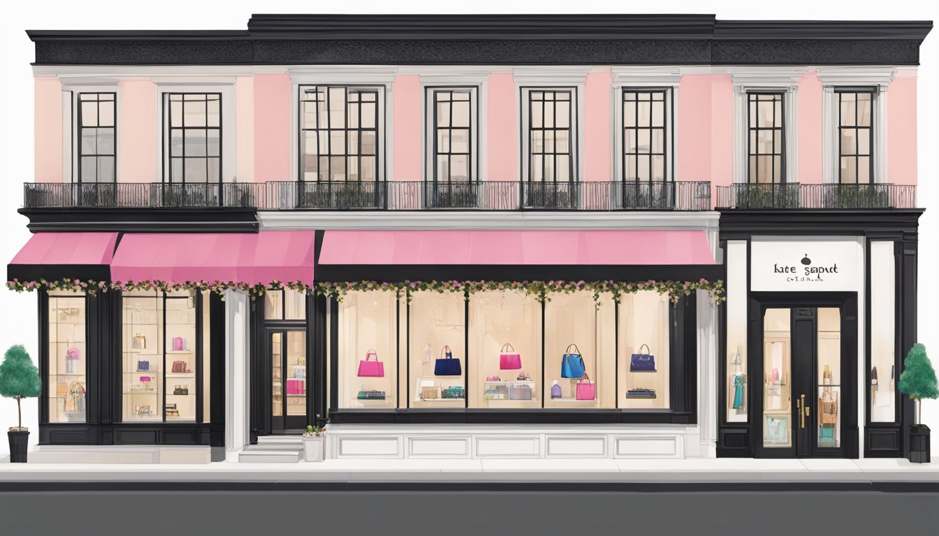 A luxurious kate spade store stands out in a prime location, easily accessible to affluent shoppers. The brand's high-end positioning is evident in the elegant storefront and upscale surroundings