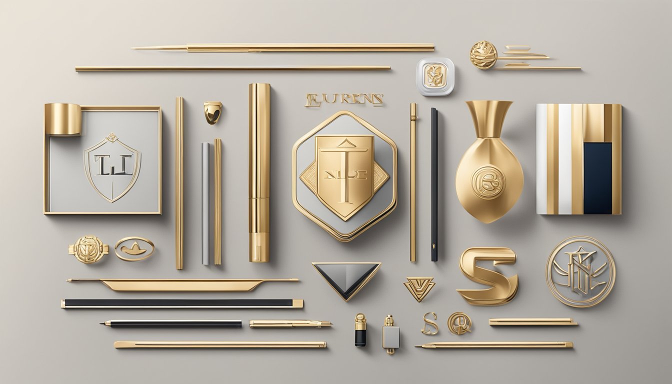 A collection of luxury brand logos displayed in a modern, sleek setting with clean lines and sophisticated typography