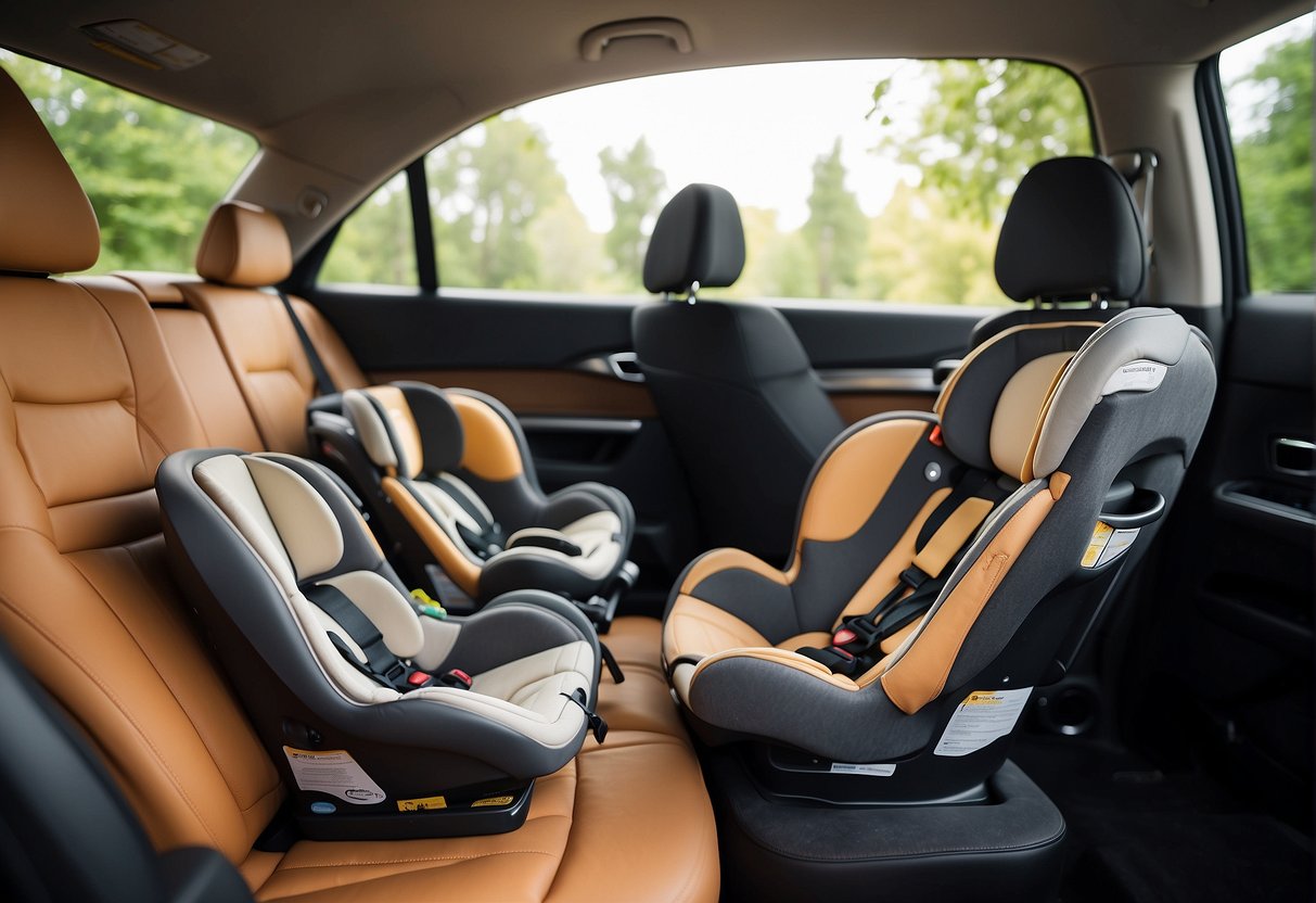A comparison of two car seats being easily installed in a car. The Evenflo seat clicks into place effortlessly, while the Graco seat smoothly secures with minimal effort