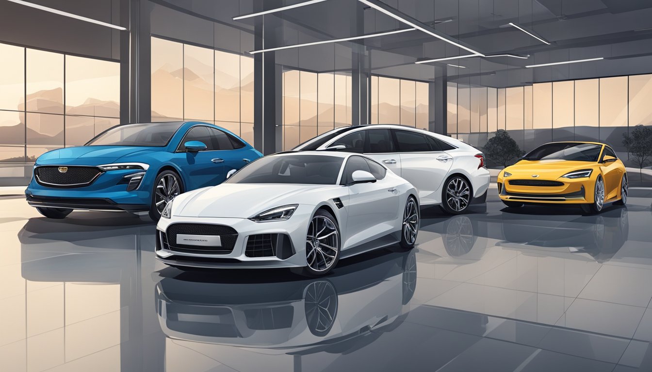 The car brands, known for their performance and dependability, line up in a sleek and modern showroom. Each vehicle exudes confidence and reliability