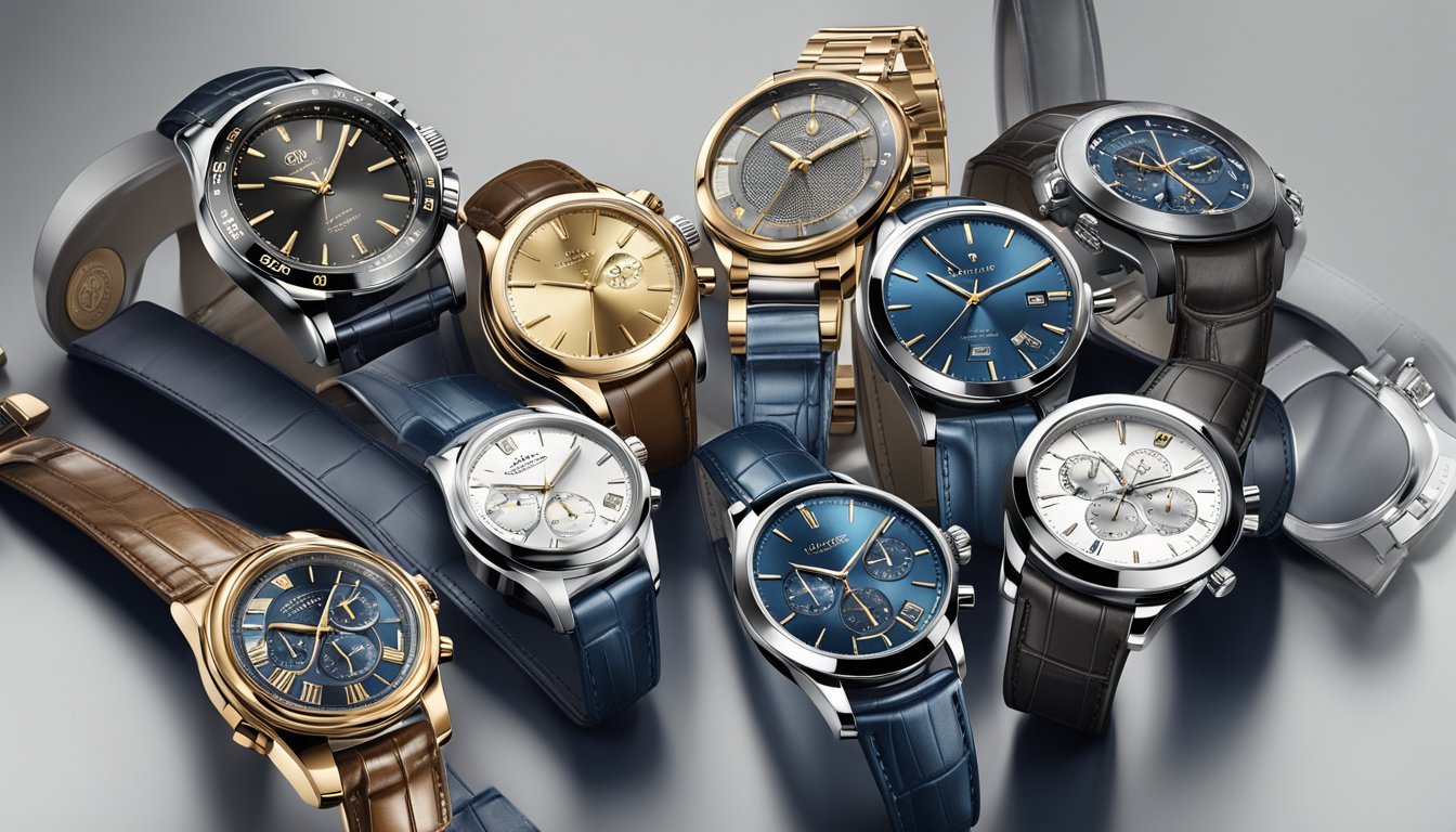 A display of top 10 luxury watch brands, each exuding elegance and precision, showcased in a sleek and modern setting