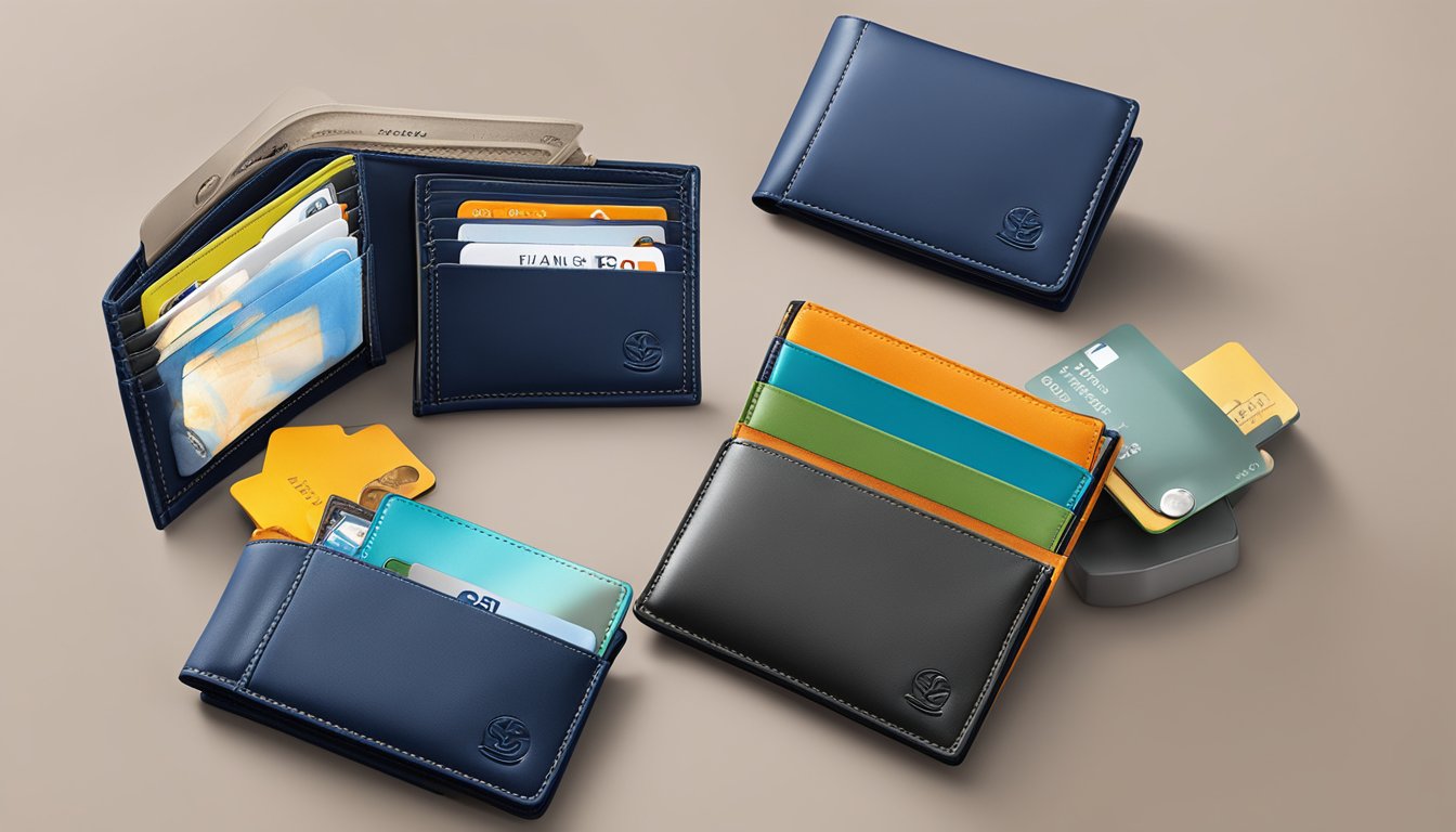 A display of branded mens wallets in Singapore, showcasing seasonal trends and new additions