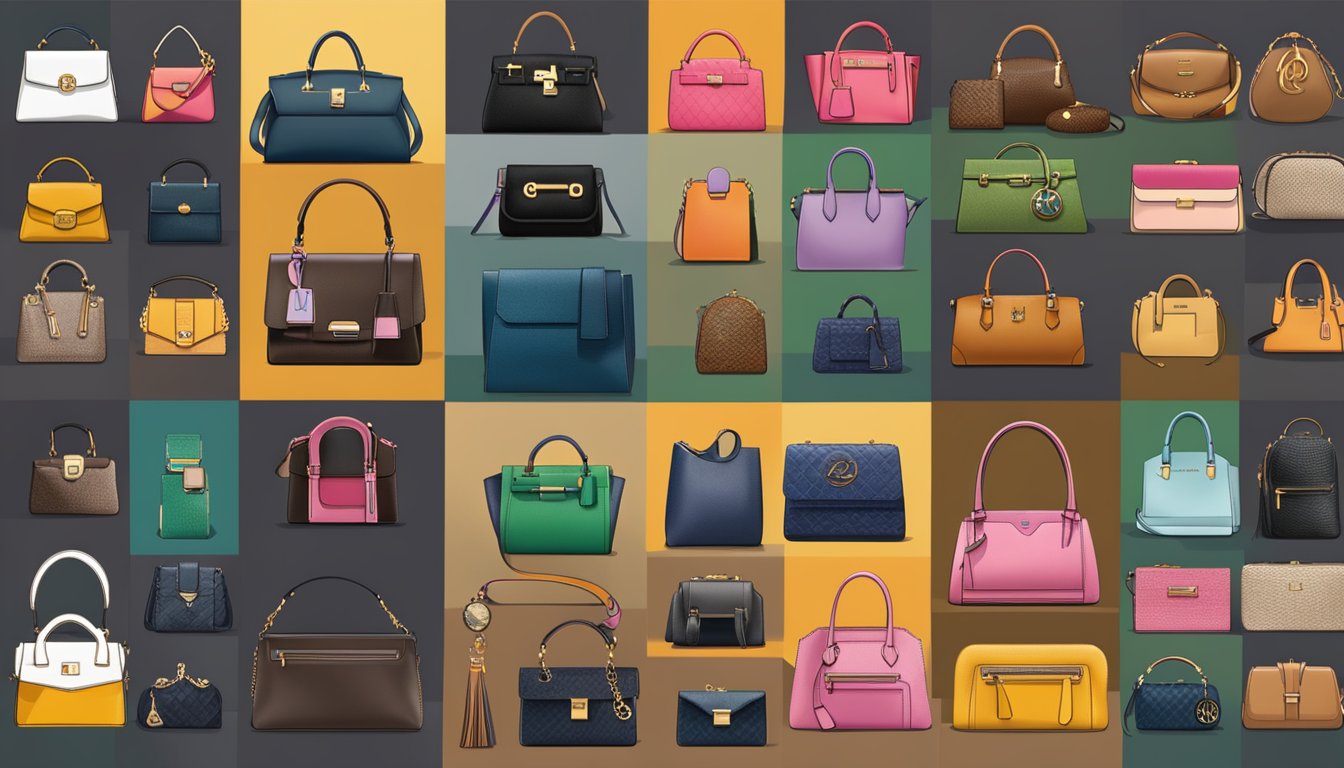 A display of top 20 handbag brands with logos and names prominently featured