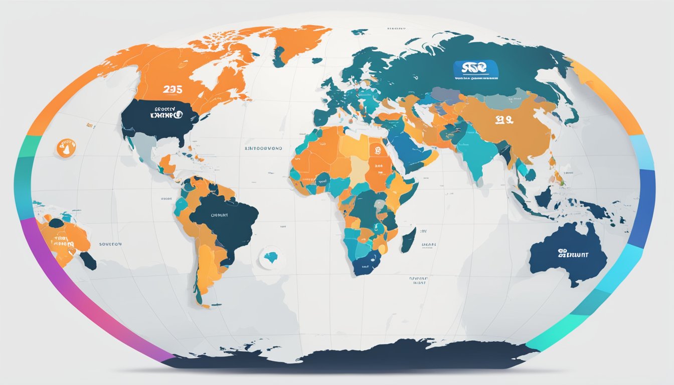 A world map with Shopee brand logo expanding across continents