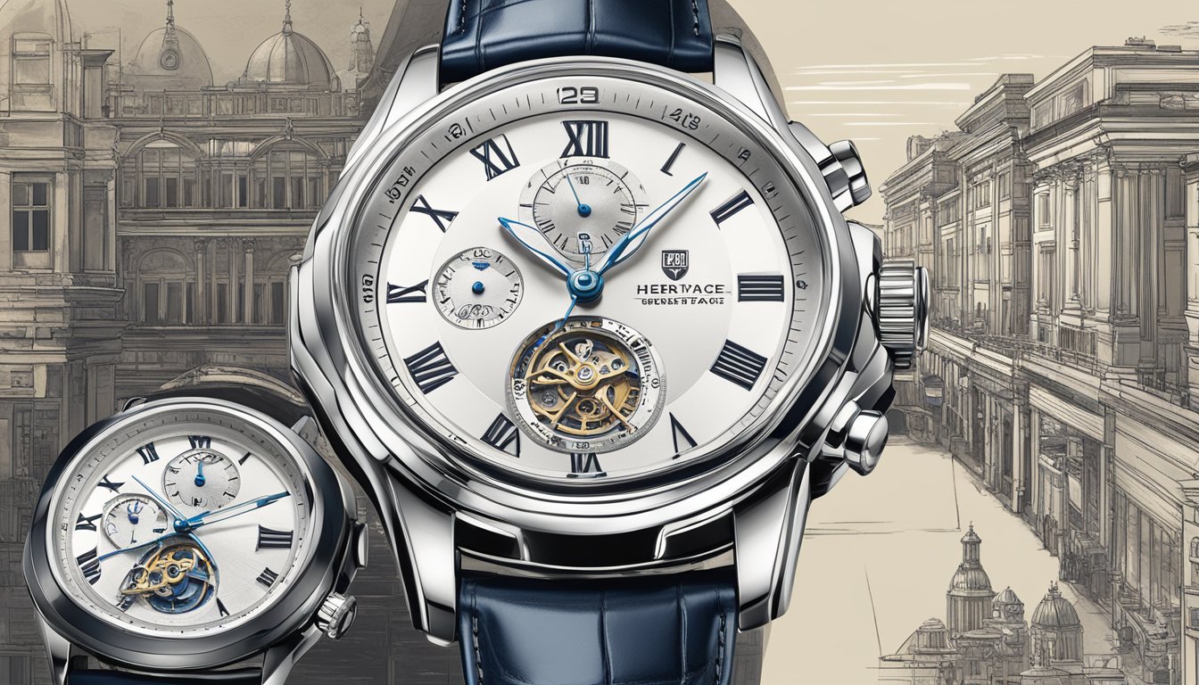 A modern watch brand tiered on a heritage backdrop, with innovative designs juxtaposed against traditional elements