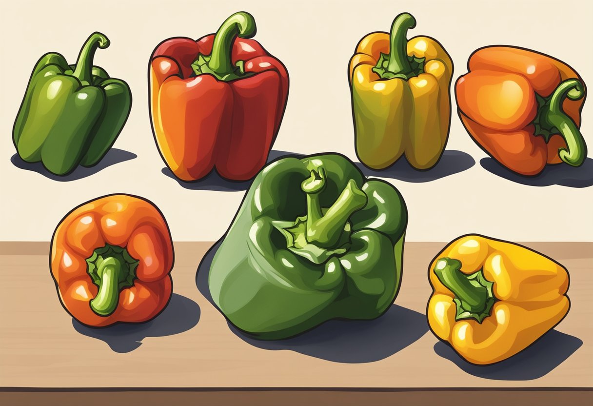 Bell peppers turning brown on a countertop