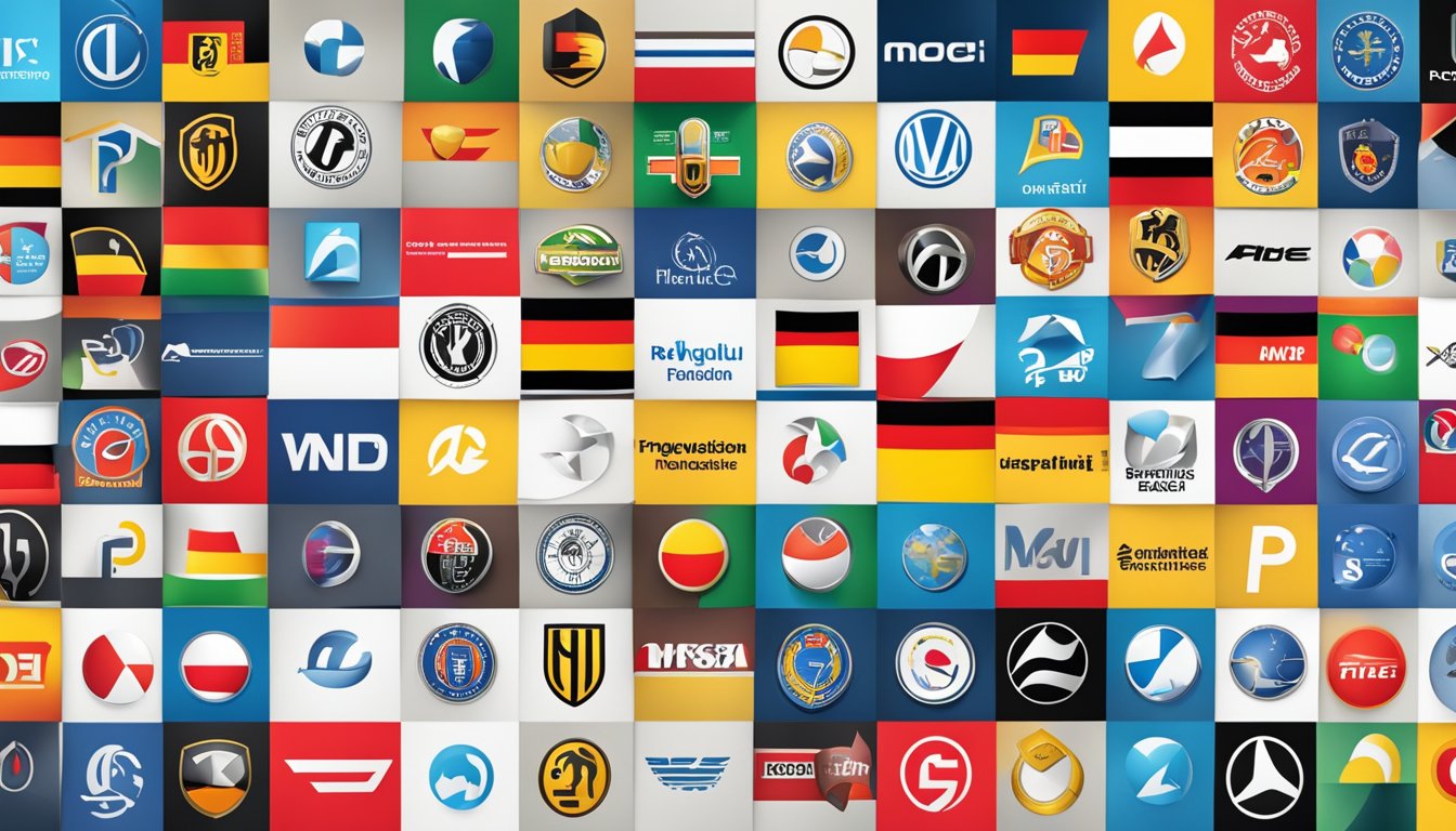 A group of German brand logos arranged in a grid, with a "Frequently Asked Questions" banner above them
