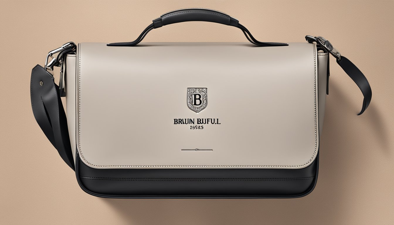 The iconic Braun Büffel logo is embossed on a sleek leather bag, symbolizing the brand's heritage and legacy in luxury craftsmanship