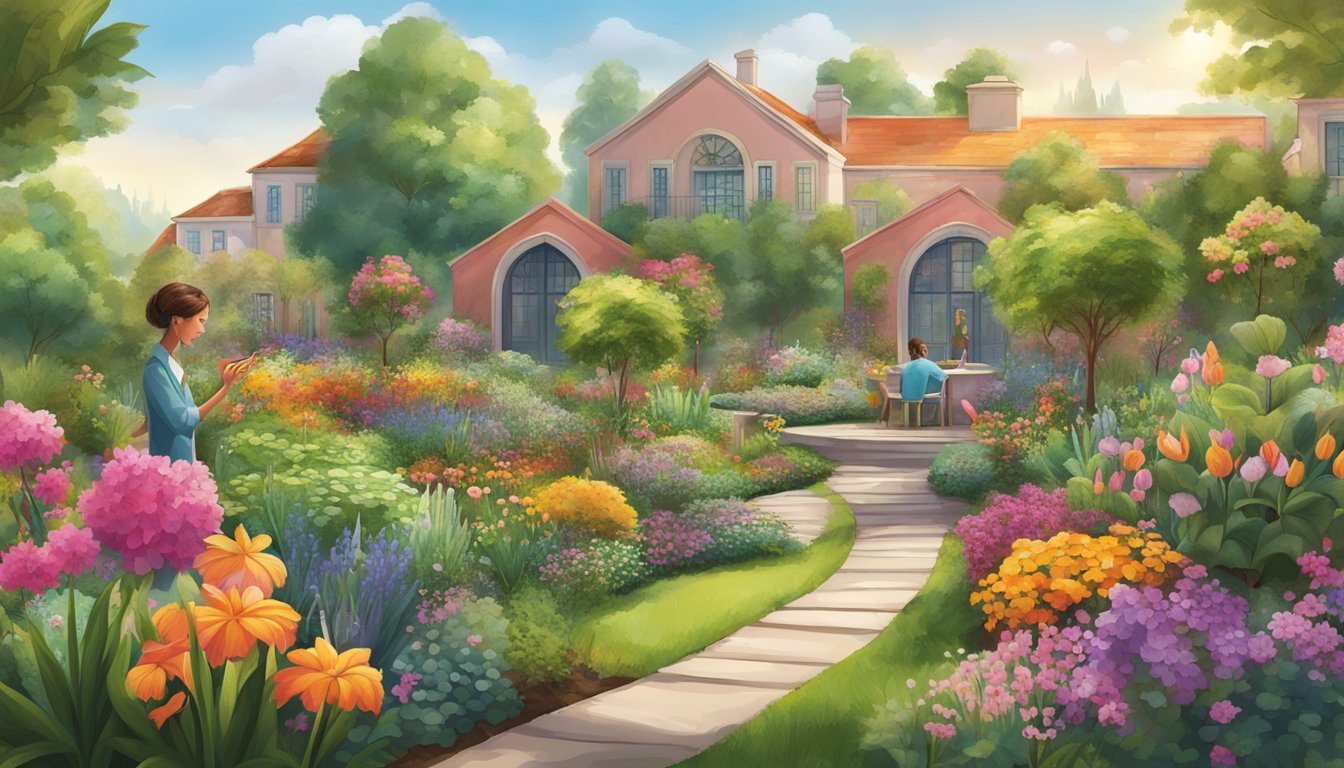 A vibrant garden with diverse plants and flowers growing, symbolizing innovation and growth for Diageo brands