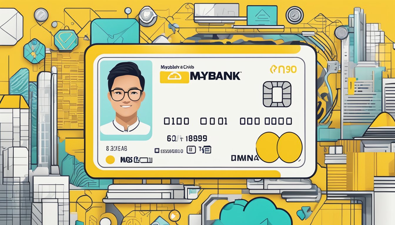 The Maybank eVibes Card surrounded by digital icons and vibrant colors, with a focus on its key features and benefits