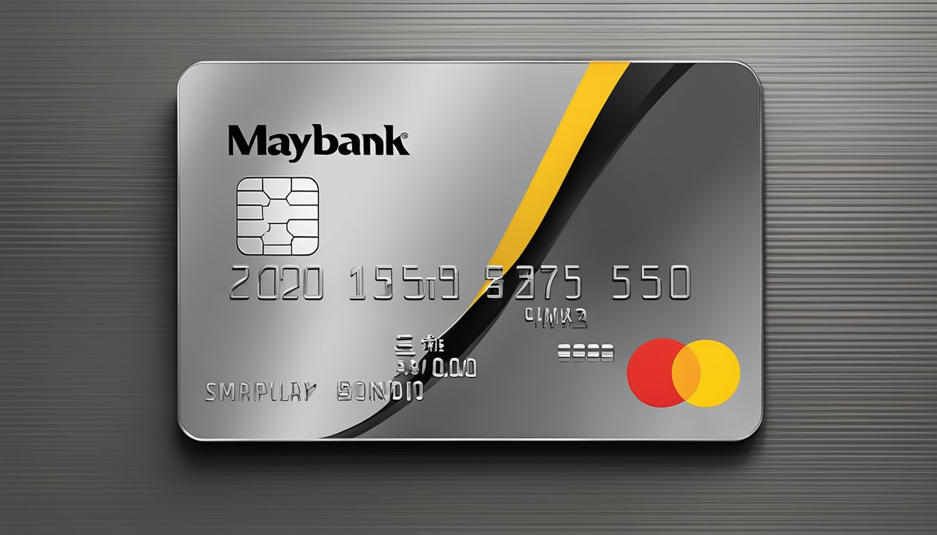 A sleek and modern Maybank Business Platinum Mastercard is displayed against a clean, professional backdrop, with the iconic Maybank logo prominently featured