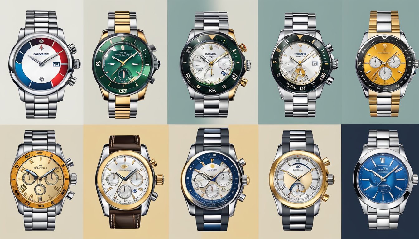 A stack of luxury watch brand logos arranged in a visually appealing ranking order
