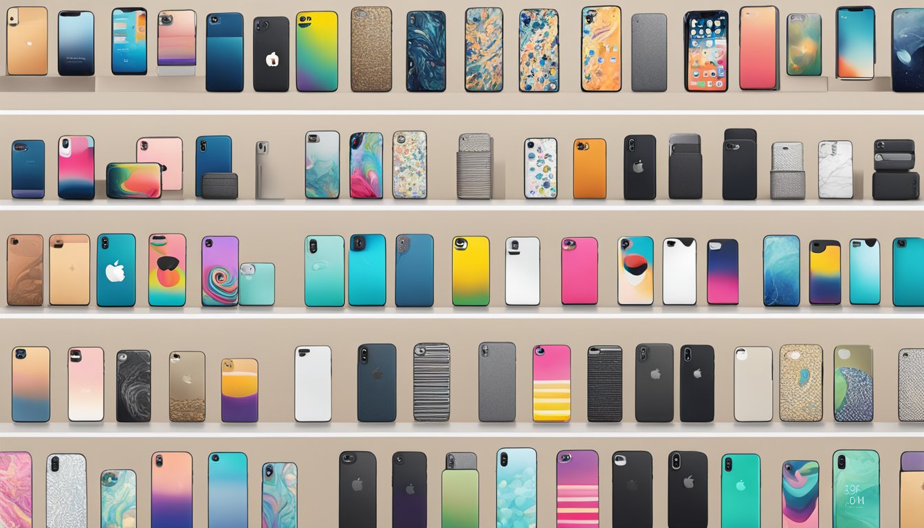 Various iPhone cover brands displayed on shelves, with sleek designs and easy-to-access features