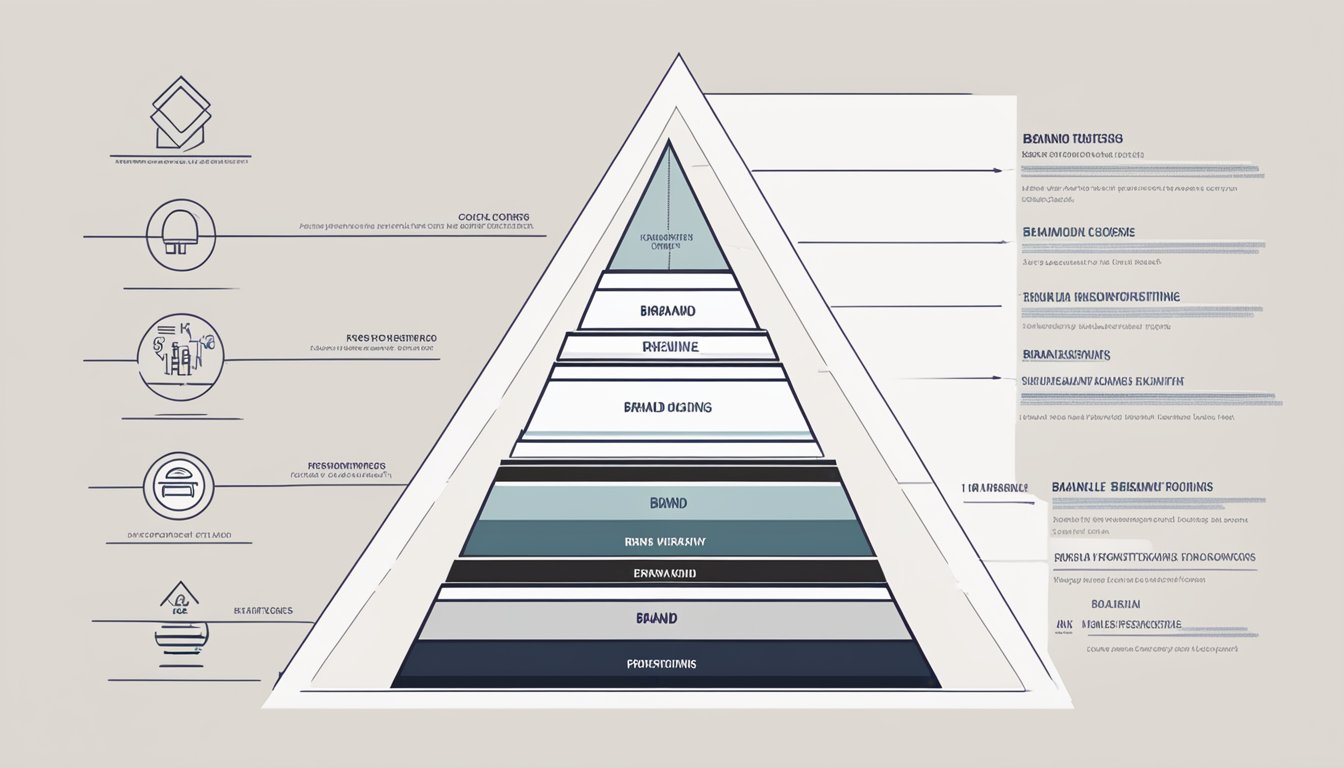The brand pyramid stands tall, with its foundation representing the brand's core values, followed by its brand personality, brand positioning, and finally, its brand identity at the top