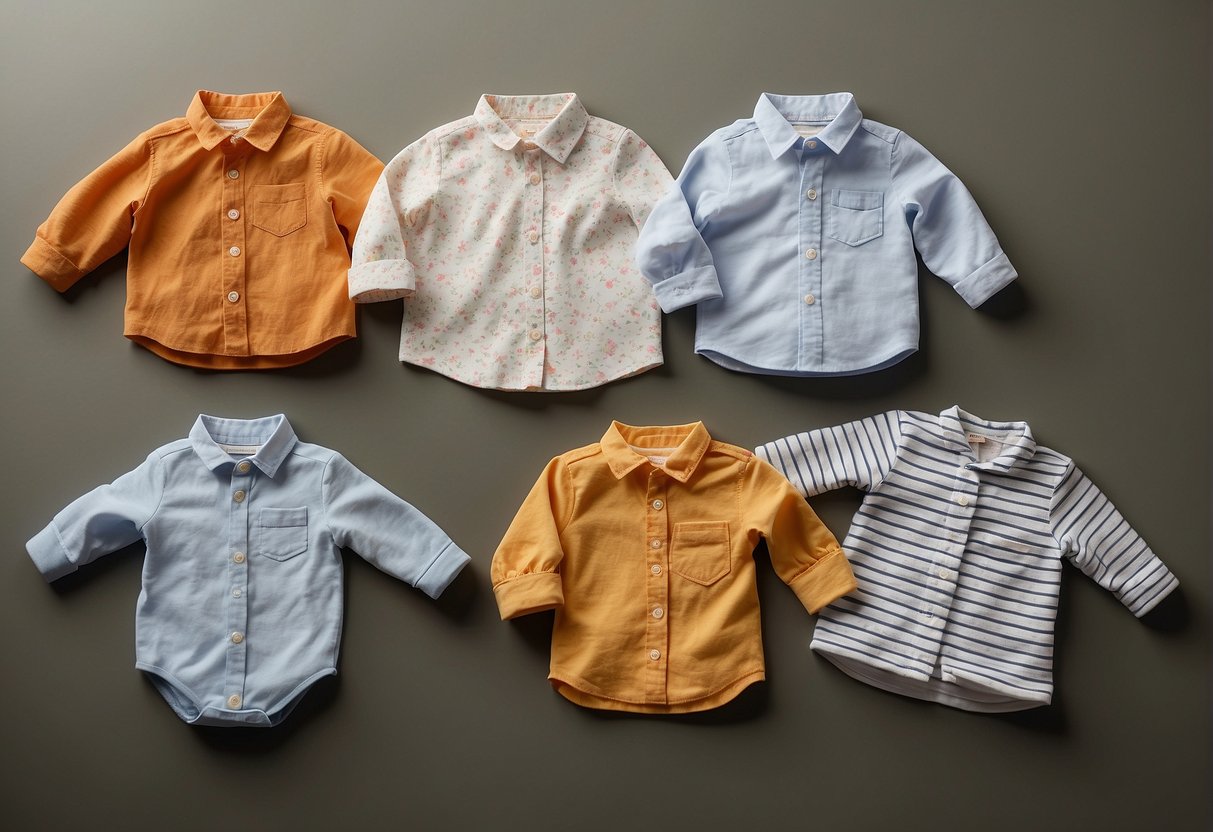 A comparison of 12, 18, and 24-month baby clothes on a budget. Different sizes and prices displayed with cost-effectiveness in mind