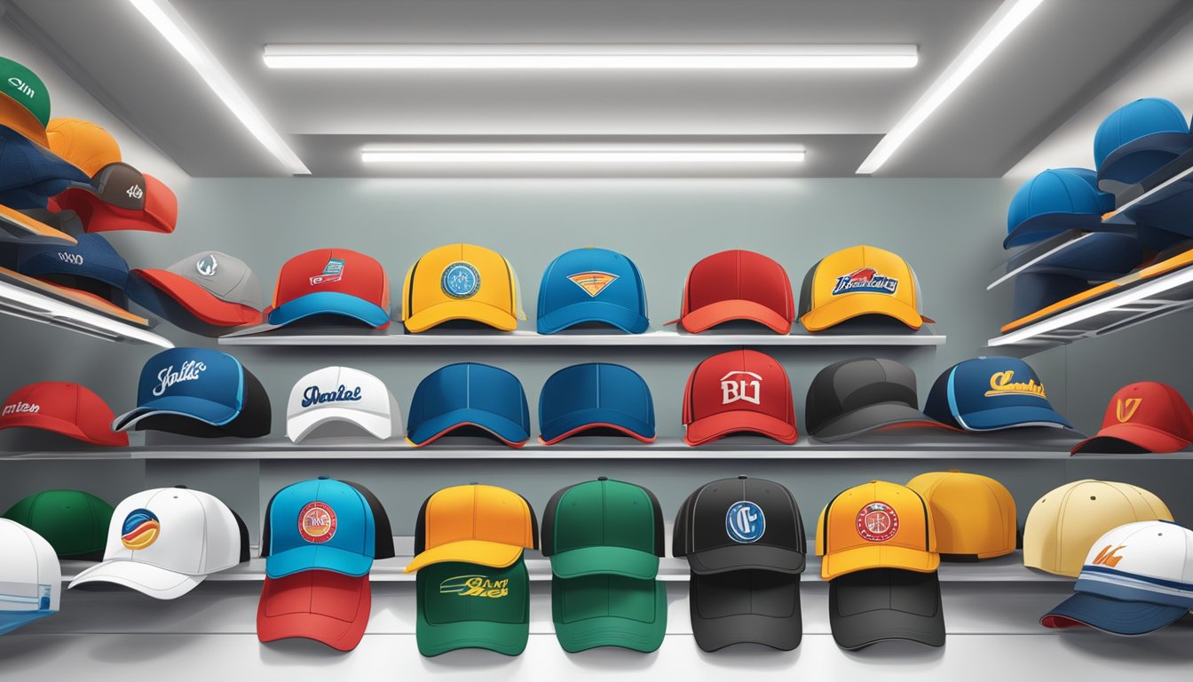 A display of Quality and Comfort branded caps on shelves in a well-lit store