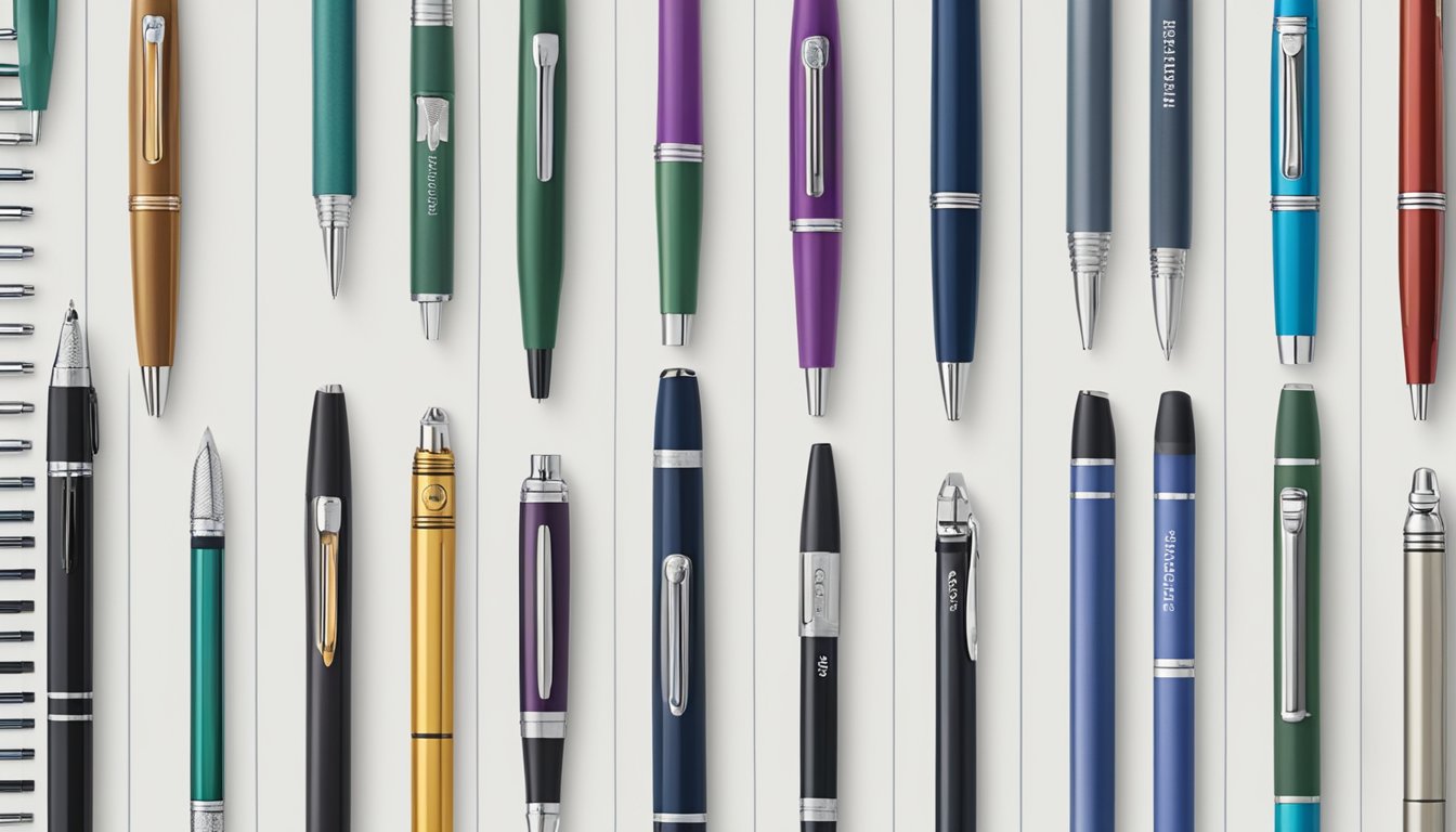 Various pen brands arranged in a grid with "Frequently Asked Questions" text above