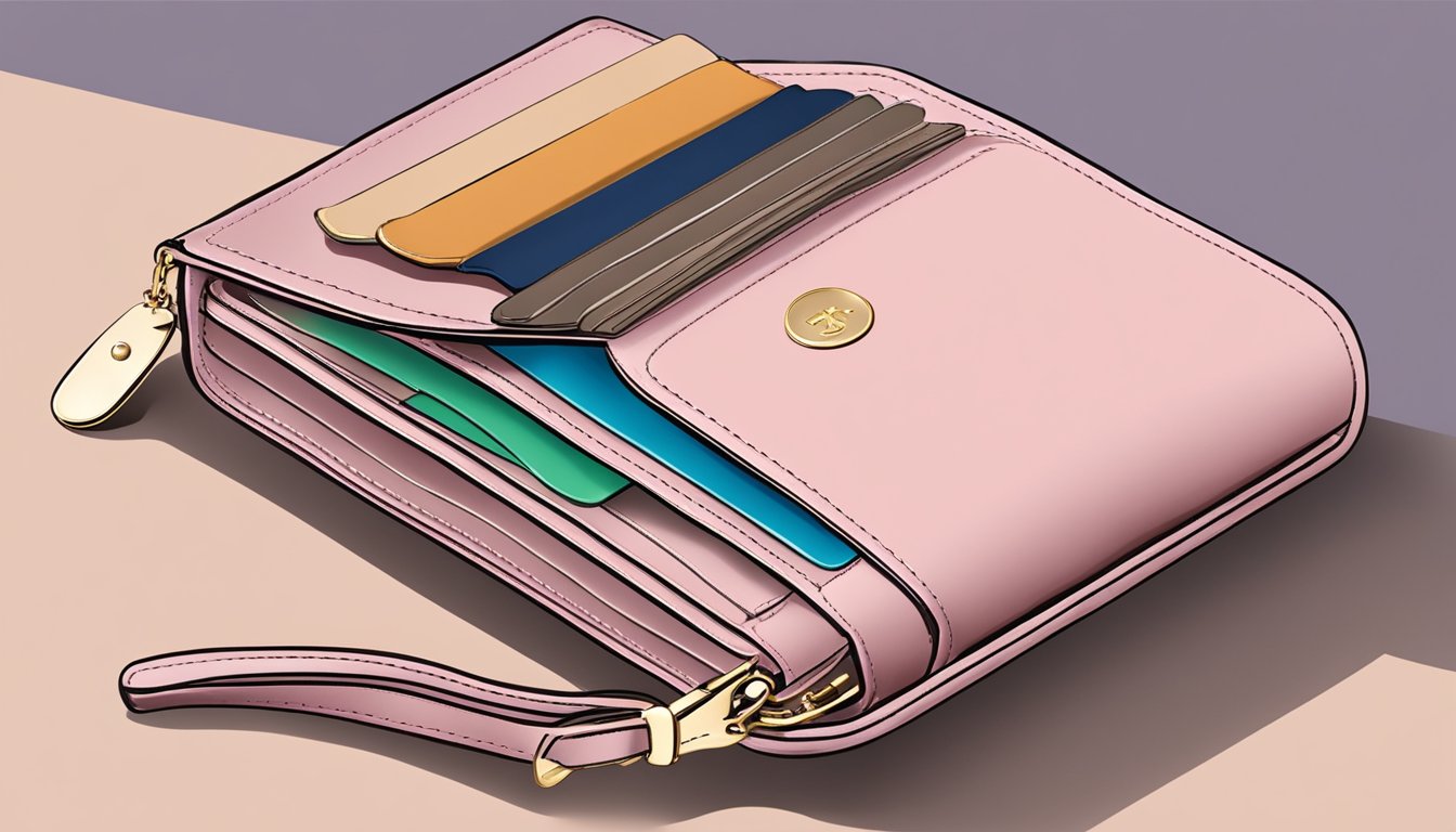 A stylish branded wallet for ladies in Singapore, showcasing functional elegance with compartments for cards and cash