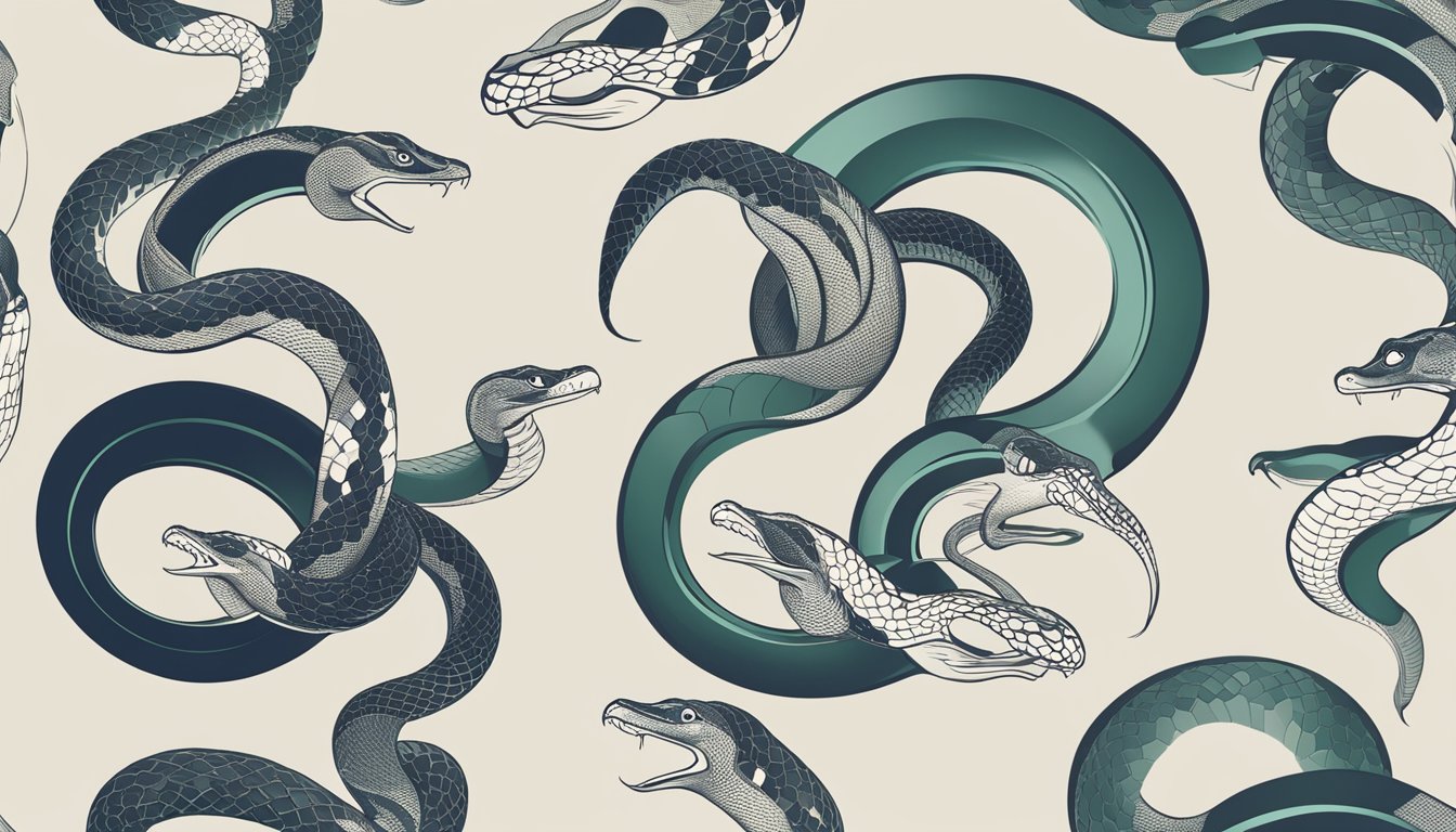 Snake Brand logo evolves from ancient serpent motif to modern sleek design. Timeline showcases changes in typography, color, and style