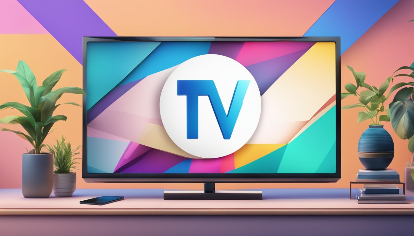 A TV brand logo displayed prominently with a list of frequently asked questions underneath, set against a modern and sleek background