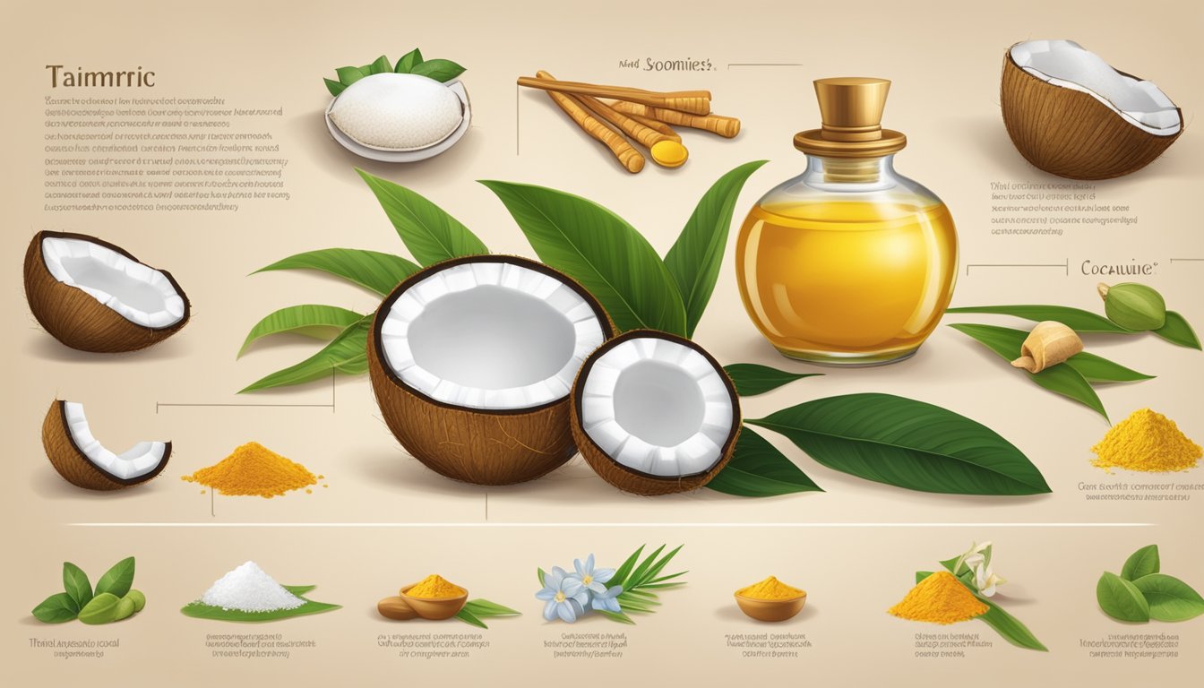 A table displays key ingredients like coconut oil, turmeric, and jasmine used in Thai cosmetics