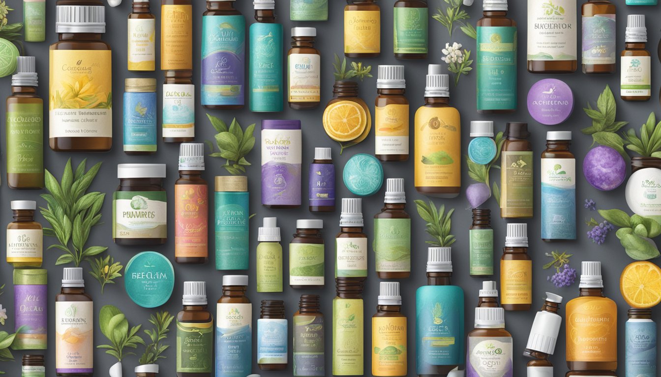 A display of top essential oil brands, showcasing a variety of products and emphasizing quality