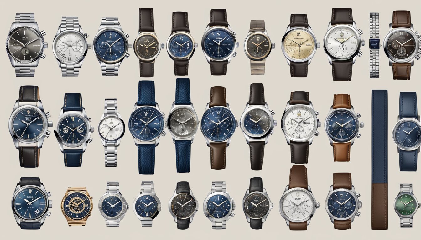 A display of top watch brands for men, showcasing diverse styles and designs