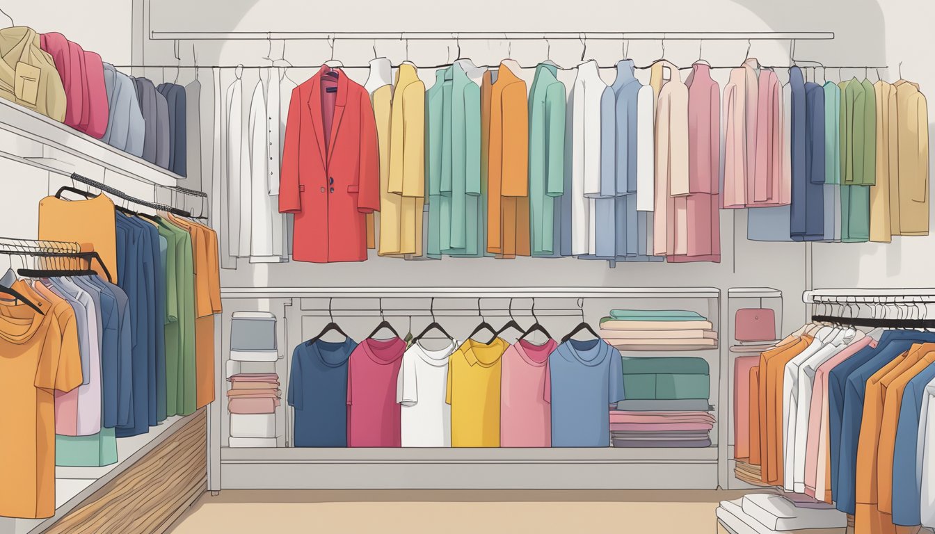 A colorful display of minimalist clothing with the "Uniqlo sister brand" logo prominently featured