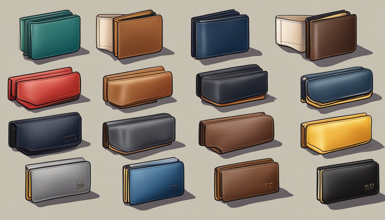 A table displays a variety of stylish wallets from popular Singaporean brands