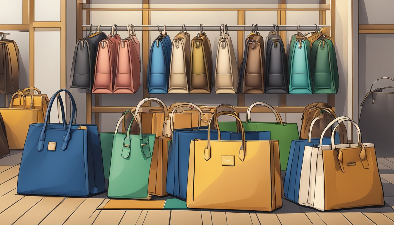 A display of second-hand branded bags in a Japanese boutique