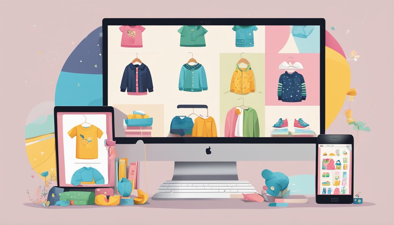 Children's clothing displayed on a colorful website with easy navigation and playful designs